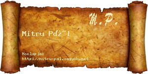 Mitru Pál névjegykártya